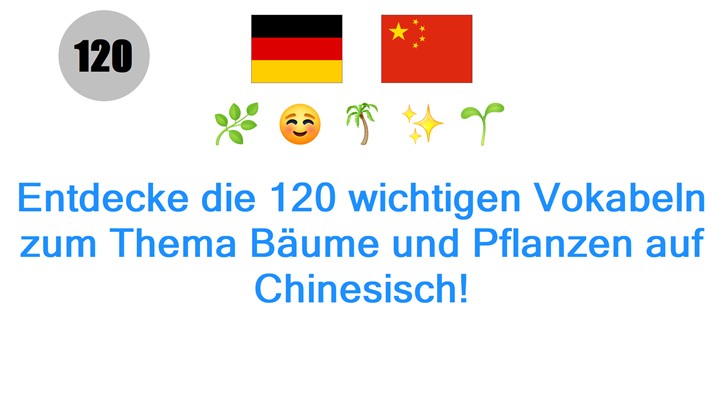 Entdecke die 120 wichtigen Vokabeln zum Thema Bäume und Pflanzen auf Chinesisch!